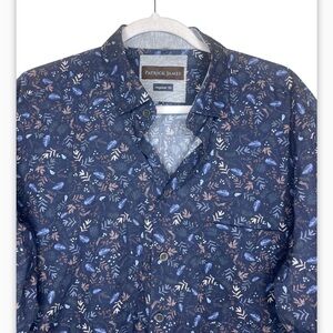 Patrick James leaves pattern button up shirt size M 15 1/2